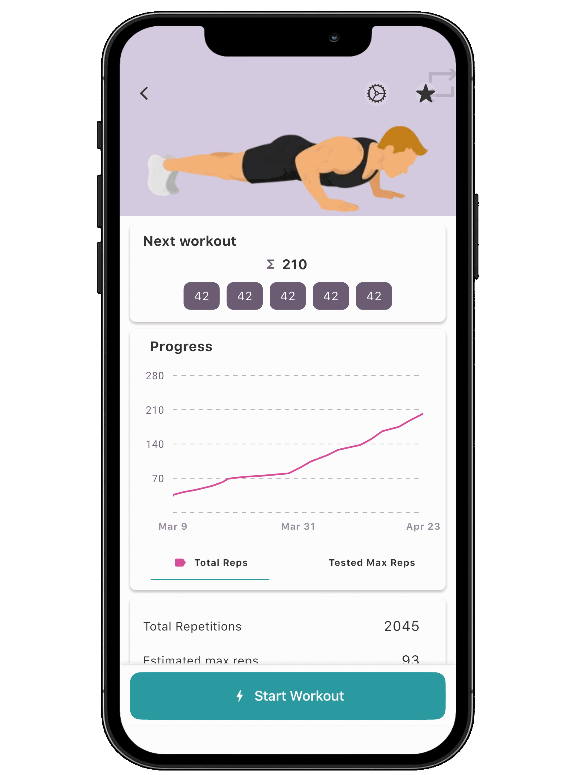 Progress tracking screen